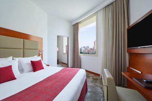 开罗开罗解放广场施泰根贝格尔酒店的配有一张床和一台平面电视的酒店客房