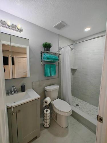 圣彼得堡Gorgeous suite central location的浴室配有卫生间、盥洗盆和淋浴。