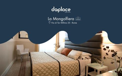 罗马Daplace - La Mongolfiera Rooms in Navona的一间卧室配有一张床和一个蓝色的圆顶