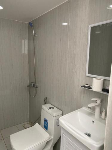 MuntaribBlack Sand Camp的浴室配有白色卫生间和盥洗盆。
