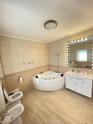 巴洛泰什蒂BioLocalia House Oltenia的带浴缸、卫生间和盥洗盆的浴室