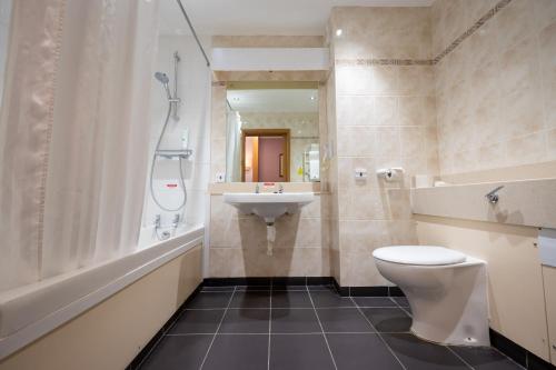 克利夫登Bridge Inn的浴室配有卫生间、盥洗盆和淋浴。