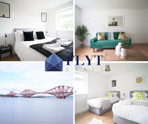 北昆斯费里Queensferry Apartment的卧室和桥梁照片的拼合