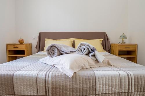 圣萨蒂南艾普特La Luberonnette的一间卧室配有带毛巾的床