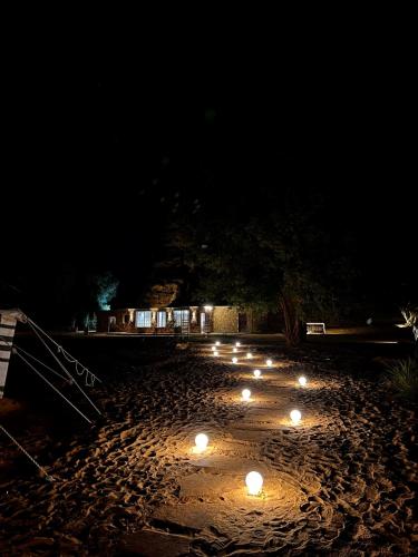欧拉Almansour farm的夜晚海滩上的一群灯光