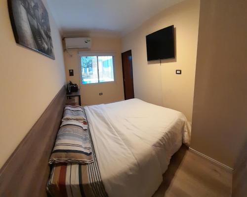 罗尔丹Tranquilidad Total的卧室配有一张床,墙上配有电视。
