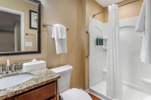 威廉斯堡Hilton Vacation Club The Historic Powhatan Williamsburg的浴室配有卫生间水槽和淋浴。