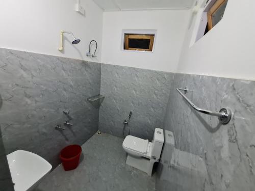 BokākhātSparrow Nest Cottages的一间带卫生间和水槽的浴室