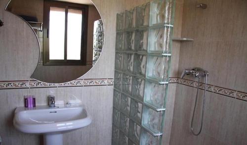 巴尔洪克拉La Tellería的一间带水槽、镜子和淋浴的浴室