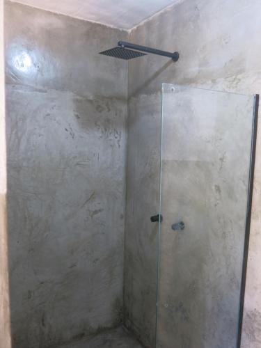 大塞拉YbYmara Eco Glamping的浴室里设有玻璃门淋浴