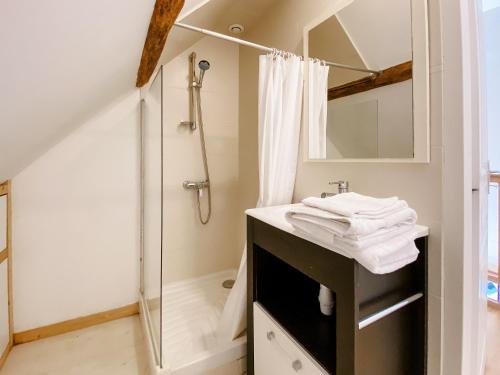 圣西普里安L'Enea Terrasse的带淋浴和盥洗盆的浴室