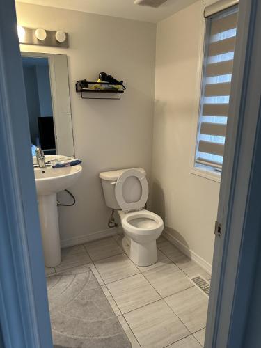 米西索加Ensuite guest room with separate entrance的一间带卫生间和水槽的浴室