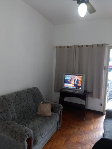 沃尔塔雷东达Apartamento MOBILIADO 2 QUARTOS的带沙发和电视的客厅