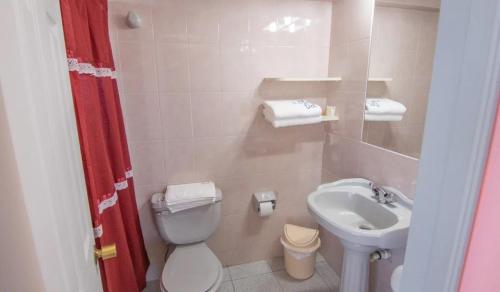 皮奇勒姆罗卡斯德尔太平洋酒店的一间带卫生间和水槽的小浴室