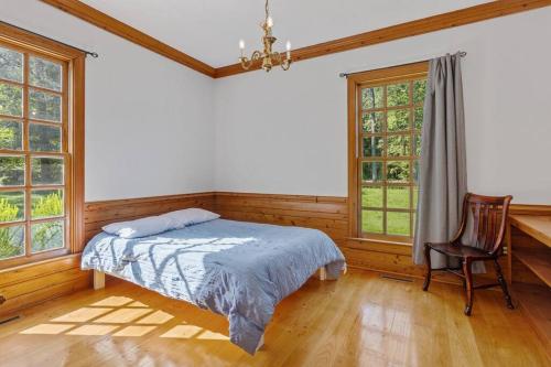 彼得斯堡The Swan的一间卧室配有一张床、一把椅子和窗户。