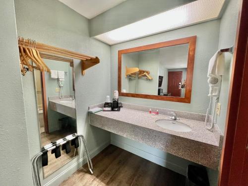 桑福德Econo Lodge的浴室设有2个水槽和镜子
