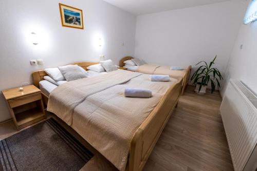 兹雷切Zimzeleni Apartments的一间卧室配有一张大床和两个枕头
