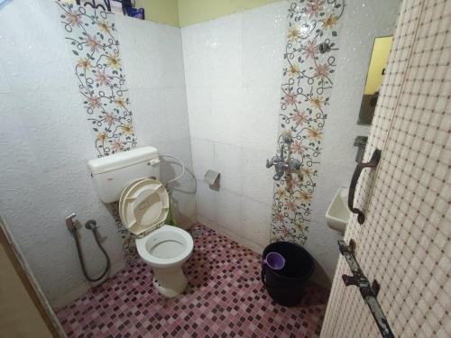 帕罗林Regina Residency Inn的一间带卫生间和淋浴的小浴室