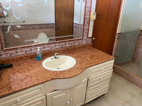 卡门阿皮卡拉La Quinta A的一间带水槽和镜子的浴室