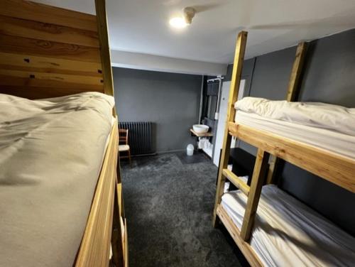 拉格拉沃RestAuberge La Reine Meije的宿舍间设有两张双层床。