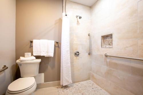 威廉姆斯Motel 6 Williams AZ Downtown Grand Canyon的一间带卫生间和淋浴的浴室