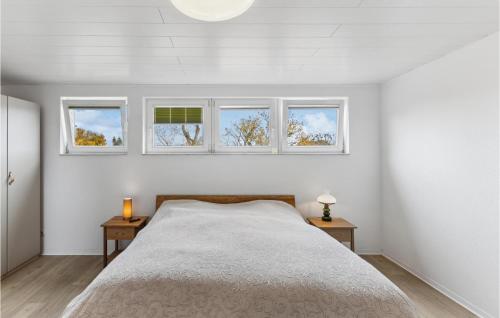 什未林Exclusive Loftwohnung-sep,sz的一间卧室设有一张床和三个窗户。