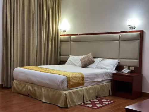 阿克苏姆Consolar International Hotel的一间位于酒店客房内的带大床的卧室