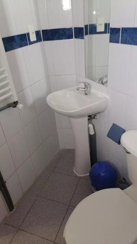 蓬塔阿雷纳斯Apartamento 410的浴室配有白色水槽和卫生间。