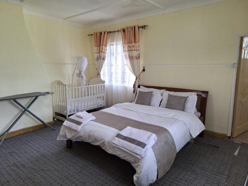 纳库鲁Ol-tome Country House - Nakuru的一间卧室设有一张大床和一个窗户。