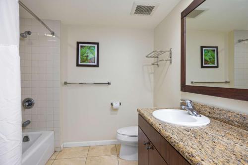 卡帕阿海滩雅诗顿艾兰德酒店的浴室配有盥洗盆、卫生间和浴缸。