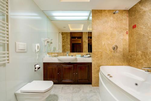 锡纳亚国际酒店 的浴室配有卫生间、浴缸和水槽。