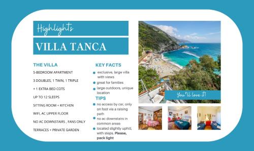 蒙特罗索阿尔马雷Villa Tanca With AC, Terrace and Views的别墅塔纳塔扎网站的截图