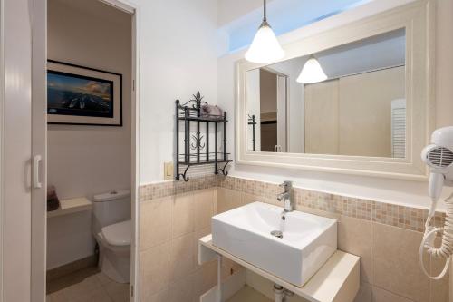 圣何塞德尔卡沃玛利亚马尔套房酒店的一间带水槽、卫生间和镜子的浴室