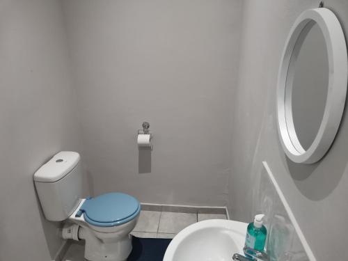 圣约翰港Amapondo Backpackers Lodge的白色的浴室设有卫生间和水槽。