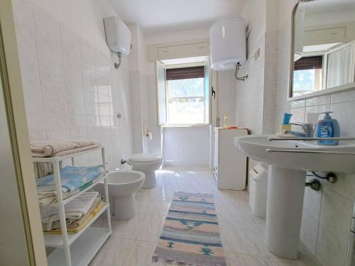 卡斯特尔萨多La vista più bella的白色的浴室设有水槽和卫生间。