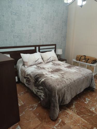蒙托罗EL NIDO的一间卧室配有一张带毯子的大床