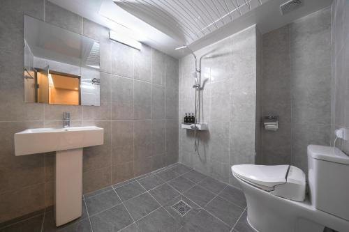 仁川市Hotel Centro Stay的一间带水槽和卫生间的浴室
