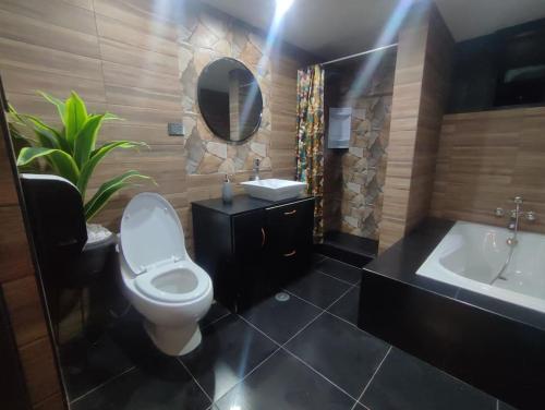 普诺departamento independiente的浴室配有卫生间、盥洗盆和浴缸。