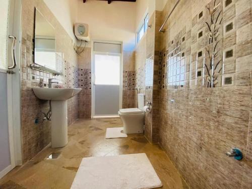 康提Kandyan View Homestay -For Foreign的一间带水槽、卫生间和镜子的浴室