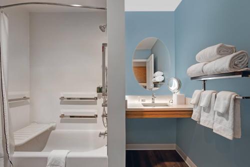 伍德布里奇TownePlace Suites by Marriott Potomac Mills Woodbridge的一间带水槽和镜子的浴室