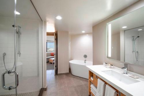 里贾纳里贾纳三角洲酒店的带浴缸、水槽和淋浴的浴室