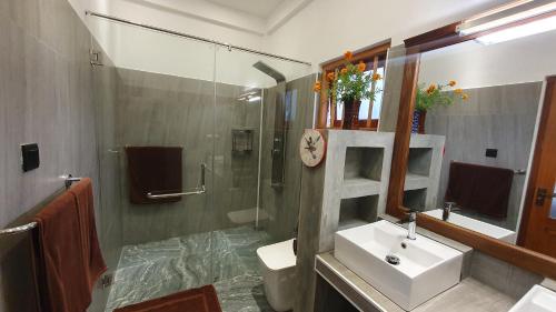 米瑞莎Margaret House的一间带水槽、卫生间和淋浴的浴室