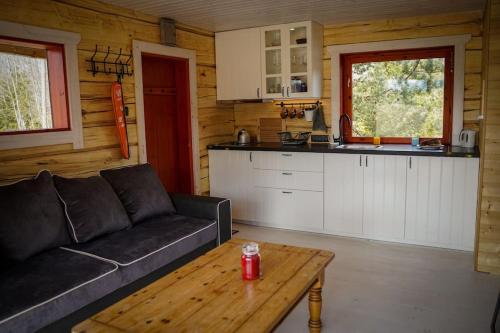 VoseKakerdaja Private Sauna的客厅配有沙发和桌子
