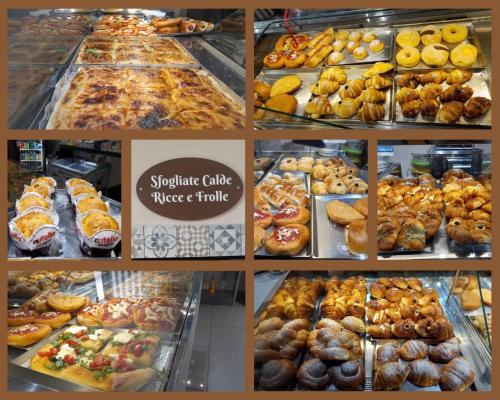 那不勒斯EMME Napoli的面包店照片的拼合物,包括各种糕点