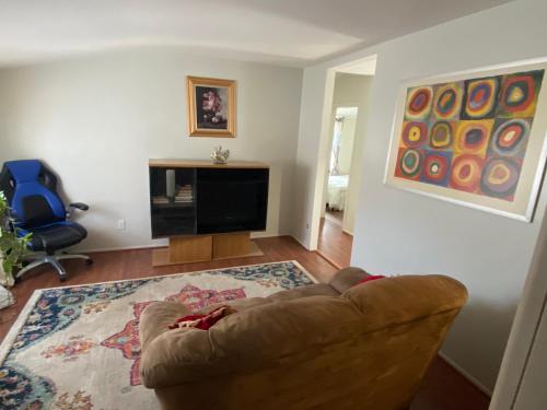 BellportTwo bedroom, living/dining room的带沙发和电视的客厅