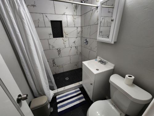 俄克拉何马城Modern Comforts/7minTo Downtown的一间带卫生间和淋浴的小浴室