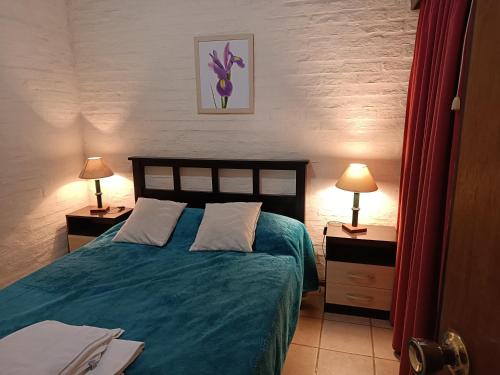 特玛斯德戴曼Los Lirios de Dayman的一间卧室配有一张床和两个带灯的床头柜