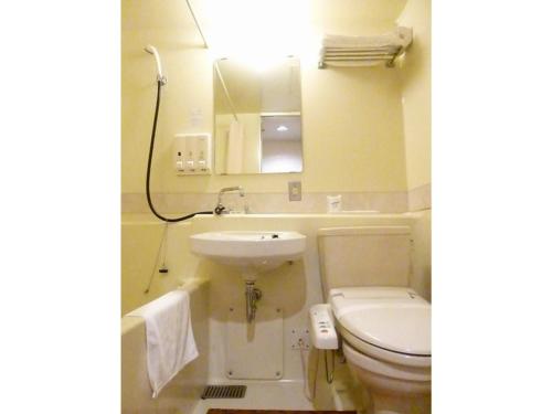 米子市Hotel Wakow - Vacation STAY 22131v的一间带水槽、卫生间和镜子的浴室