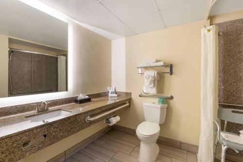 阿诺德圣路易斯贝斯特韦斯特酒店的一间带卫生间、水槽和镜子的浴室