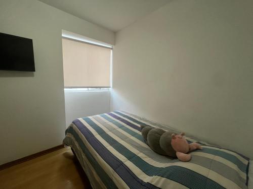 Acogedor y espacioso apartamento客房内的一张或多张床位